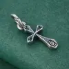 Acessórios Pingente Cruz Prata de Lei S925 Corda de Miçangas Artesanal DIY Pingente de Pulseira Pérola de Cristal Acessórios de Prata
