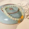Novo Bracelete Artificial de Jade Hetian Estilo Chinês, Bracelete Versátil Estilo Tendência Nacional, Luxo Leve, Moda de Alto Padrão, Bracelete de Amizade para Mulheres