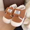 Zapatillas finas de estilo coreano retro con velcro, creativas, de invierno, para mujer, de algodón cálido, antideslizantes y combinables.