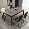 Juego de mesa y sillas de comedor moderno y minimalista, apto para apartamentos pequeños, para 4 o 6 personas, mesa de comedor rectangular con tablero de vidrio templado