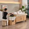 Salón de Peluquería Estilo Chino Cama para Champú de Madera Maciza Salón de Belleza Peluquería Tienda Limpieza de Oídos Tienda Lavabo de Cerámica Cama de Terapia para la Cabeza Circulación de Agua Vaporización