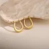 Nuevos Pendientes Sólidos de Acero Inoxidable Martillado Irregular Geométrico, Simples y Versátiles, Tornillos para Oreja Chapados en Oro de 18K