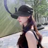 2025 Chapéu de Sol Anti-UV Estilo Zhao Rusi para Mulheres Primavera e Verão Chapéu de Sol Anti-Ultravioleta para Rosto Exposto Aba de Pato Chapéu de Pescador