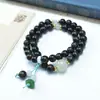 Pulseira de Duplo Círculo de Madeira de Ágar e Madeira Preciosa com Jade Azul, Joia Vintage para Mulheres, Atacado