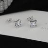 Aretes Cuadrados de Plata S925 Simples Coreanos Clásicos Cuadrados de Cuatro Garras Zircón Incrustado de Mariposa Aretes para Mujer Joyería para Mujer