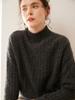 Suéter de Cachemira de Montaña Colorido para Mujer Cuello Alto Tejido Trenzado Suéter Retro Otoño e Invierno Holgado Adelgazante Camisa Base de Cachemira