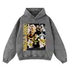 Sudadera Trendy 420g Retro Batik con Capucha Otoño e Invierno Estampado de Estrella de Baloncesto Oversize Sudadera Pulóver Transfronteriza