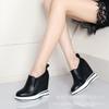Sapatos Casuais Femininos de Salto Ultra Alto 12cm, Novo Estilo Outono, Sola Grossa, Aumento Oculto de Altura, Scarpins de Corte Profundo
