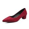 Suministro Transfronterizo Tacón Grueso Tacón Medio Punta Afilada Boca Baja Zapatos de Mujer Talla Grande 40-54 Zapatos de Piel de Ante Zapatos de Moda