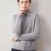Nuevo suéter 100% cachemira pura 2026 para mujer, con cuello semi-alto, cremallera y diseño de punto trenzado, perfecto para otoño e invierno como capa base cálida y gruesa