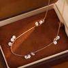 Nova Corrente Clavicular com Contas Redondas Brilhantes para Mulheres, Design de Nicho, Joias de Estilo Minimalista, Tendência e Popular no Tiktok