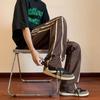 Pantalones a rayas de secado rápido de seda de hielo para hombre, diseño delgado de verano, estilo americano de nicho, retro, rectos, casuales, deportivos