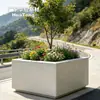 Vaso de flor quadrado grande de concreto retrô vintage para pátio externo, vaso de flor grande de chão para paisagismo de casa de temporada e plantio de plantas verdes