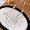 Collar de Perlas de Doble Capa, Cadena para Clavícula de Lujo Ligero y Gama Alta, Moda y Versátil, Dulce y Fresco Estilo Cadena para el Cuello Accesorios al por Mayor
