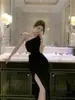 Sexy Europeo y Americano 2026 Verano Nuevo Estilo Un Hombro Moda Revela Cintura Abertura Bodycon Adelgazante Vestido de Gala para Mujer