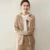 Cárdigan con cremallera Cárdigan con capucha de cachemira para mujer Otoño e Invierno Nuevo Sudadera informal con capucha Chaqueta de punto Moda