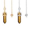 AliExpress alta venda pedra de energia colorida coluna hexagonal de ponta dupla pêndulo espiritual meditação joia de cristal natural atacado