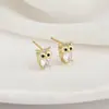 Pendientes de Plata de Ley 925 Chapados en Oro con Diseño de Búho, Pendientes Pequeños y Lindos con Forma de Animal y Diamantes, Joyería para Mujer