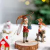 Nuevo Colgante de Resina Pintado a Mano Estilo Europeo Navideño Tren Pequeño Tridimensional Retro Calcetines Adorno de Árbol de Navidad Decoración de Atmósfera