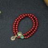 Pulsera de Cinnabrio Natural de Dos Círculos al por Mayor, con Perlas de Arena Púrpura Dorada Hechas a Mano, Pulsera de Cinnabrio de Alta Gama con Palabras de Bendición, Joyería de Verano para Mujer