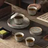 Juego de Té de Loto con Patrón de Nubes, Estilo Chino Retro de una Taza y Tres Tazas con Bandeja para Infusión Seca, Juego de Té Kung Fu para Uso Doméstico, Juego de Regalo