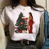Camiseta Feminina de Manga Curta de Natal 2025 Moda Estampada Site Independente Aliexpress Transfronteiriça Camiseta Básica Camiseta Feminina