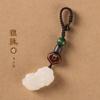 Pingente Original de Jade Branco DIY Fu Lu Xiaoxiao estilo antigo para chave de carro, ornamentos criativos retrô para bolsas masculinas e femininas
