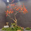Árvore de caqui artificial, árvore dos desejos, decoração de chão para vitrine de feriado em saguão de hotel, árvore de caqui de madeira maciça