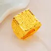 Anillo Masculino de Dragón Chino, Moderno y Sencillo, Oro de Arena Vietnamita, Latón Chapado en Oro de 24 Quilates, Joyería, Venta al por Mayor de una Pieza