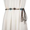 Cinto Feminino Estreito Trançado Versátil Moda Estilo Étnico Corda de Cintura Amarrada Corrente de Cintura com Vestido Couro Decorativo