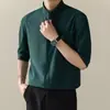 Nova camisa masculina de luxo leve com gola alta, manga curta, versátil para o trabalho, slim, alta qualidade, com bom caimento