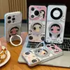 Funda para teléfono con soporte de expresión Xiaoyu para iPhone 16 Pro Max Funda para teléfono Apple 17 Funda de cambio instantáneo galvanizada
