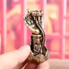 Flor de Loto de Latón Puro Buda Guanyin Mano Quemador de Incienso de Flujo Inverso Portainciensos Vintage Adorno Decorativo de Mesa Mascota de Té Artesanía