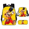Mochila de Liberación Rápida Transfronteriza de Dibujos Animados de Mario para Estudiantes de Primaria y Secundaria Bolsa Escolar de Tres Piezas Mochila Bolso de Hombro Estuche para Lápices Venta al por Mayor