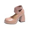 Zapatos nuevos Mary Jane de punta redonda para mujer 2023, tacón grueso, plataforma, moda, tacón alto, moda, zapatos de una sola capa
