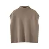 Nuevo Chaleco de Lana 100% sin Mangas Otoño/Invierno para Mujer con Dobladillo Enrollado, Suéter de Punto Elegante Estilo Chal