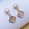 Aretes de trébol de cuatro hojas joyería transfronteriza para mujer aretes de aguja de plata 925 aretes de perlas de piedra ojo de gato de alta calidad joyería al por mayor