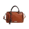 Bolso Boston Retro de Alta Gama Popular Transfronterizo para Mujer, Bolso de Hombro Cruzado Versátil con Borla, Bolso Portátil tipo Almohada
