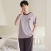 Pijama Nuevo de Verano para Hombre, Pantalón Corto de Manga Corta, Talla Grande, Conjunto Casual Juvenil para el Hogar