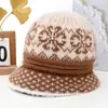 Sombrero de madre para mujeres de mediana edad y ancianas, otoño e invierno, cálido, con felpa adicional, gorro de lana tejido grueso, protección contra el frío, sombrero tipo cubo para abuela, señora mayor