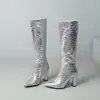 Botas Martin de color liso para mujer, talla grande, con tacón grueso, para otoño e invierno, botas de cuero de tubo alto con punta para mujer, ligeras, slip-on con suela blanda de goma y antideslizantes