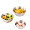 Tigela de Aço Inoxidável Coreana para Macarrão Frio Tigela Doméstica para Salada de Frutas Tigela de Mistura Tigela para Bater Ovos Amassar Massa Redonda de Grau Alimentício