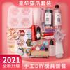 Qiaoqiao DIY Pata de Gato DIY Kit de Material Resina Epoxi Set Llavero Colgante Adorno Casero Caja de Regalo Hecha a Mano Cielo Estrellado