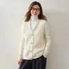 Cárdigan de punto de cachemira con trenzas en toda la prenda, para mujer, versátil, con cuello chal, mangas largas, corte holgado, tacto de alta gama francesa, chaqueta abotonada