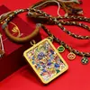 Tangka estilo Xizang Mahakala de Seis Brazos Colgante de Dios Negro de la Riqueza Semi-Pintado a Mano con Adornos Dorados Collar de Xizang Caja Gawu Fábrica de Origen