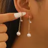 Nuevos Pendientes Elegantes con Borla de Perlas, Pendientes de Temperamento Simple para Mujer, Pendientes Simples Populares de Lujo Ligero, Joyería al por Mayor