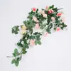 Colgante de pared de flor de rosa artificial larga, decoración de pared, ramo de enredadera de flores, flores artificiales, violetas, flores colgantes, arreglo de pared