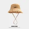 Chapéu de Pescador Jacquemus de Algodão Puro Lavado para Mulheres e Homens, Chapéu Bucket de Sol de Aba Larga para Uso Externo no Verão