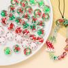Serie navideña de doble cara, cuentas planas navideñas, dibujos animados, copos de nieve pintados a mano, caja de regalo, cuentas con agujeros pasantes, accesorios de joyería con cuentas para bricolaje