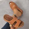 Sandalias de Plataforma con Cuña Hueca Transfronterizas Europeas y Americanas para Mujer, Sandalias Romanas de Comercio Exterior, Nuevas Casuales, Deseo, Venta al por Mayor, Talla Grande